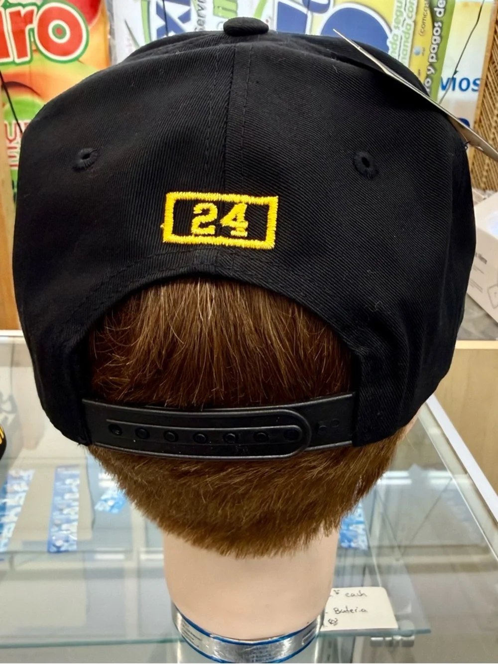 Black Snapback Hat with Yellow '24' Embroidery